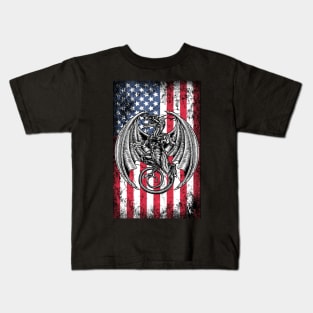 Patriotic Dragon American Flag Kids T-Shirt